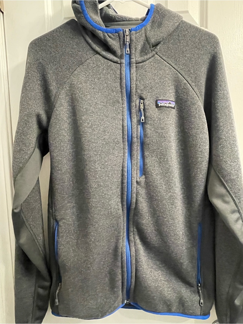 Patagonia Kids Gray Fleece Jacket with Blue Trim